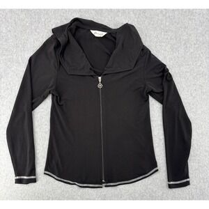 Diamond Tea Womens XS Black Full Zip Stretch Jacket Nautical Wheel Y2K